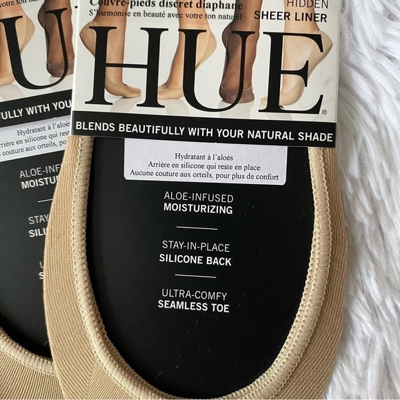 𝅺HUE NWT 2 x Hidden Sheer Sock Liner Nude Aloe Infused - Picture 3 of 6